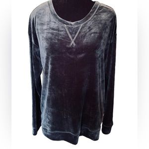 Muk Luks Gray Fleece Long Sleeve Comfy Casual Loungewear Pullover Sweater Top